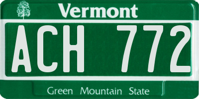 VT license plate ACH772