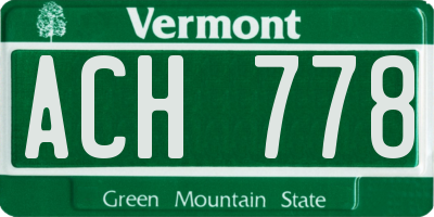 VT license plate ACH778