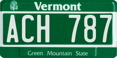 VT license plate ACH787