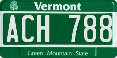 VT license plate ACH788