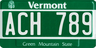 VT license plate ACH789