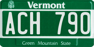 VT license plate ACH790