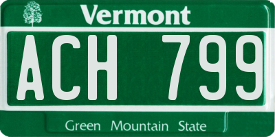 VT license plate ACH799