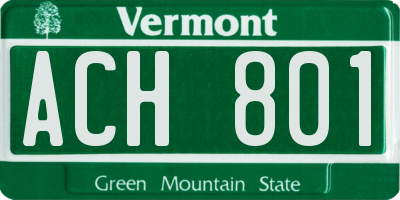 VT license plate ACH801