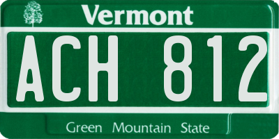 VT license plate ACH812