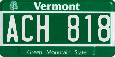 VT license plate ACH818