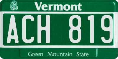 VT license plate ACH819