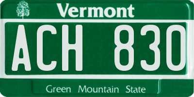 VT license plate ACH830