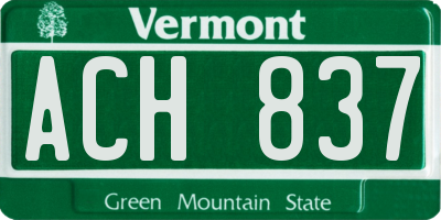VT license plate ACH837