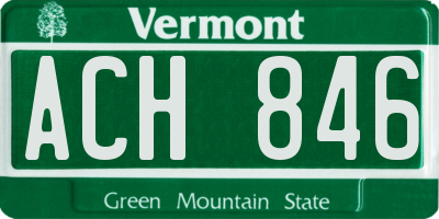 VT license plate ACH846