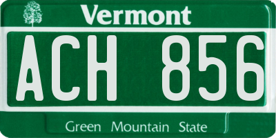 VT license plate ACH856