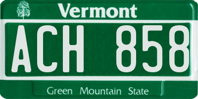 VT license plate ACH858