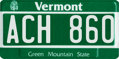 VT license plate ACH860