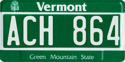 VT license plate ACH864