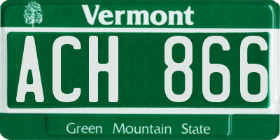 VT license plate ACH866