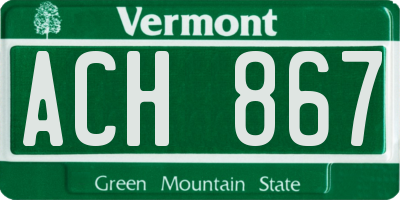 VT license plate ACH867
