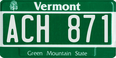 VT license plate ACH871