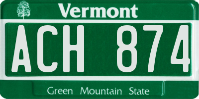 VT license plate ACH874