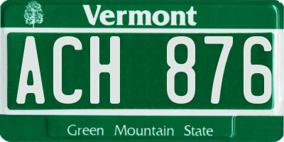 VT license plate ACH876