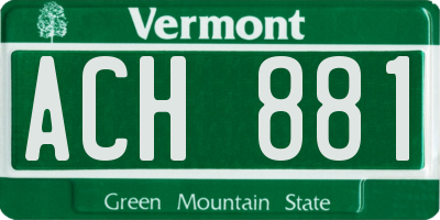 VT license plate ACH881