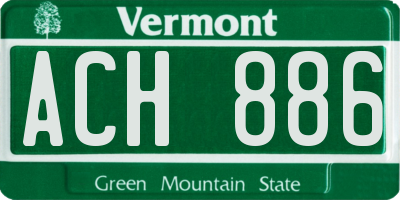 VT license plate ACH886