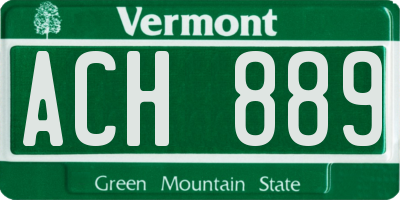 VT license plate ACH889