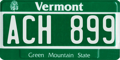 VT license plate ACH899