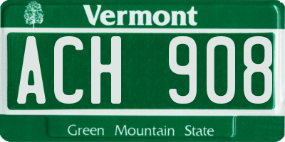 VT license plate ACH908