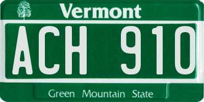 VT license plate ACH910