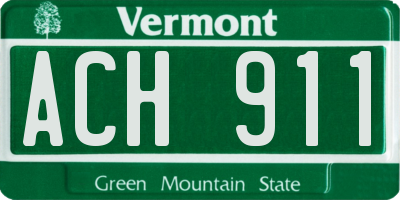VT license plate ACH911