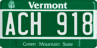 VT license plate ACH918
