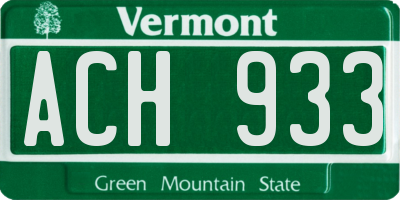 VT license plate ACH933
