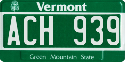 VT license plate ACH939