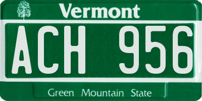 VT license plate ACH956