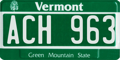 VT license plate ACH963