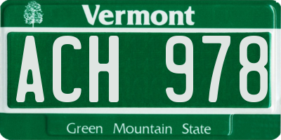 VT license plate ACH978