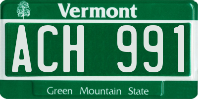 VT license plate ACH991
