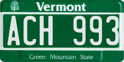 VT license plate ACH993