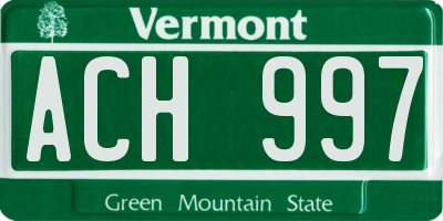 VT license plate ACH997