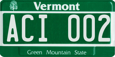 VT license plate ACI002