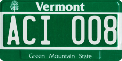 VT license plate ACI008