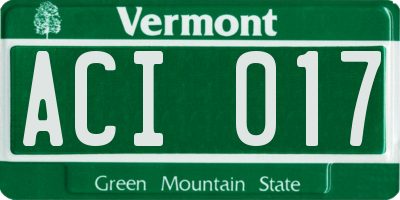VT license plate ACI017