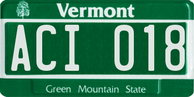 VT license plate ACI018