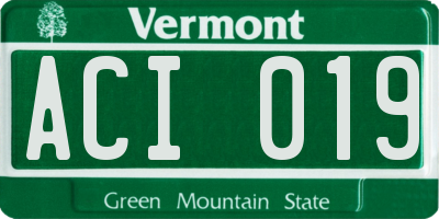 VT license plate ACI019