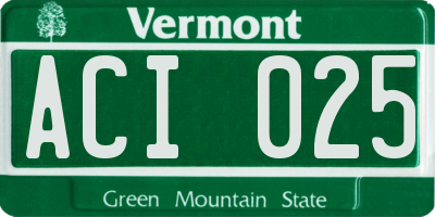 VT license plate ACI025