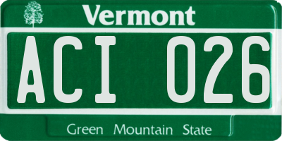 VT license plate ACI026