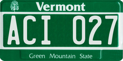 VT license plate ACI027
