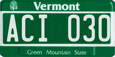 VT license plate ACI030