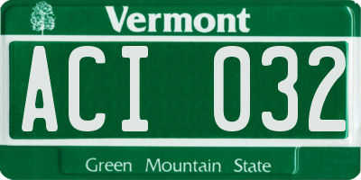 VT license plate ACI032