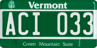 VT license plate ACI033
